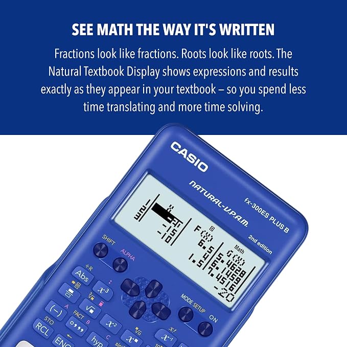 Casio FX-300ESPLSBBUWAIT Scientific Calculator, Blue | 262 functions, natural textbook display; ideal for middle/high school math and algebra