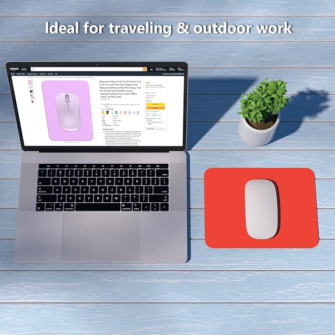 Dapesuom Small Mouse Pad, 6 x 8 Inch Thick Rubber Premium-Textured Non-Slip Portable & Washable Mini Mouse Mat for Women Men Wireless Laptops Keyboard Tray Gaming Work Computer Office Travel, Red