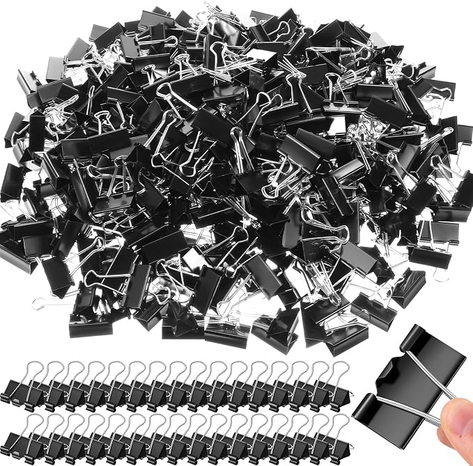 Jetec 500 Pcs Black 1.6 Inch Binder Clip Paper Clamp Metal Paper Clip | for Teachers Students Classroom Business Office and School Office Supplies