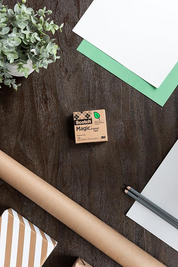 Scotch Magic Greener Tape with Dispenser, 3/4 in x 900 Inches, 6 Boxes of Tape and 1 Desktop Dispenser