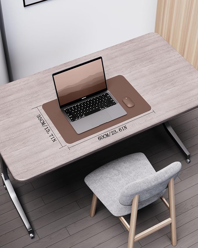 YSAGi Double-Sided Desk Pad, 23.6"x13.7"Leather Desk Mat, Eco Cork Desk Pad Protector,Large Mouse Pad,Waterproof Desk Blotter for Office/Home(Chocolate)