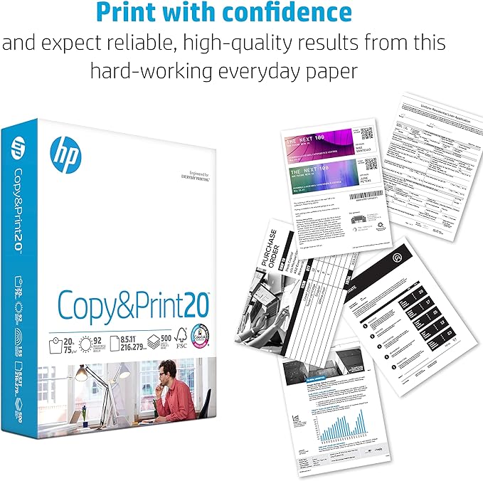 HP Printer Paper | 8.5 x 11 Paper | Copy &Print 20 lb | 1 Pallet - 40 Case - 200,000 Sheets | 92 Bright | FSC Certified | 200060P