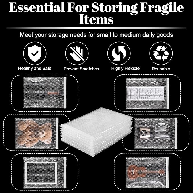 Frienda 35 Pcs Self Adhesive Bubble Bags Packing Pouches, 16" X 20" | Double Wall Clear Protective Wrap, Shockproof for Small Business Shipping Packaging, Cushioned Fragile Items Protection