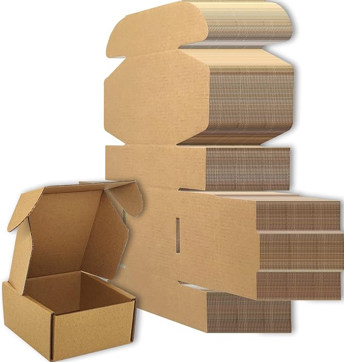 4x4x2 Shipping Boxes Brown Mailer Corrugated Cardboard Box Set of 100 | for Packaging, Literature, Packing, Mailing, Storage, Small Business, Moving, Gift, Supplies, Quick Fold, Tab Locking