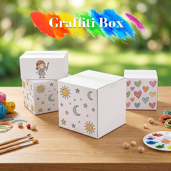Small Shipping Boxes 8x8x8 Set of 6 | White Corrugated Cardboard, Box for Packaging Small Business Mailing Moving Gifts Wrap, Easy Assemble