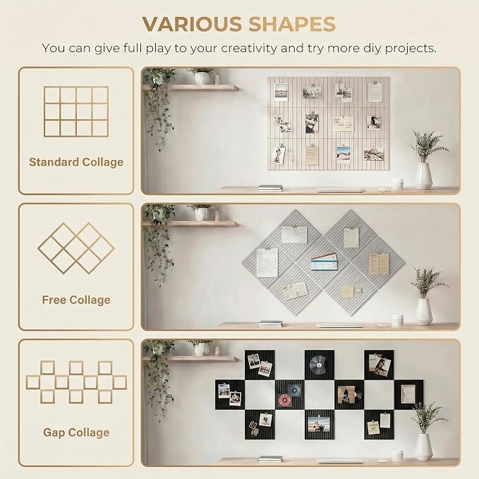 Felt Bulletin Board 48" x 36", Cork Boards for Walls, 12 Pack Bulletin Board Large Cork Board for Office, Felt Boards with 70 Safe Removable Adhesive Tabs, Pin Board for Home(Light Beige)