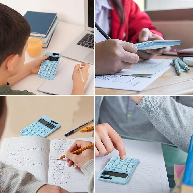 Mr. Pen- Standard Function Calculator, 12 Digits | Small Light Blue Solar Pocket Calculator, Simple Basic Office Handheld