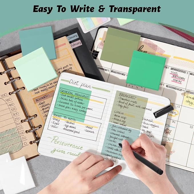 800 Sheets Transparent Sticky Notes 3" X 3" for School Office Supplies | Clear Translucent Self-Adhesive Sticky Notes for Back to School & Office Supplies, See Through Reveals Underlying Bible Text