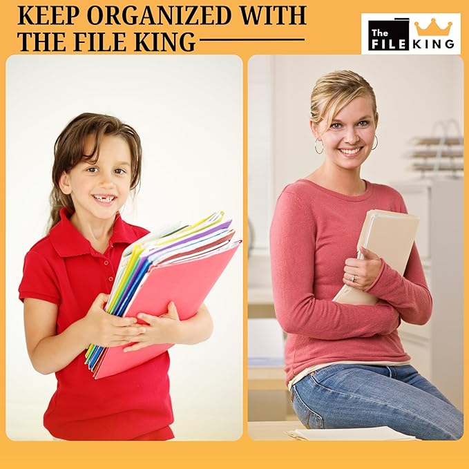 The File King 1/3 Cut Yellow File Folders Letter Size - 100 Pack | Made in USA | Heavy Duty | Assorted Colors | 8.5 x 11 | 100% Recycled Content