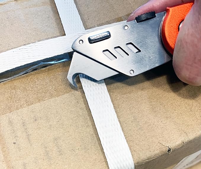 Hook Blade Utility Knife Hooked Razor Blades - Two Packs of 10 Each Super Sharp Refill Blades in Convenient Storage Box - Heavy Duty SK5 Replacement Blades for Carpet, Roofing Blade Knife, Box Cutter