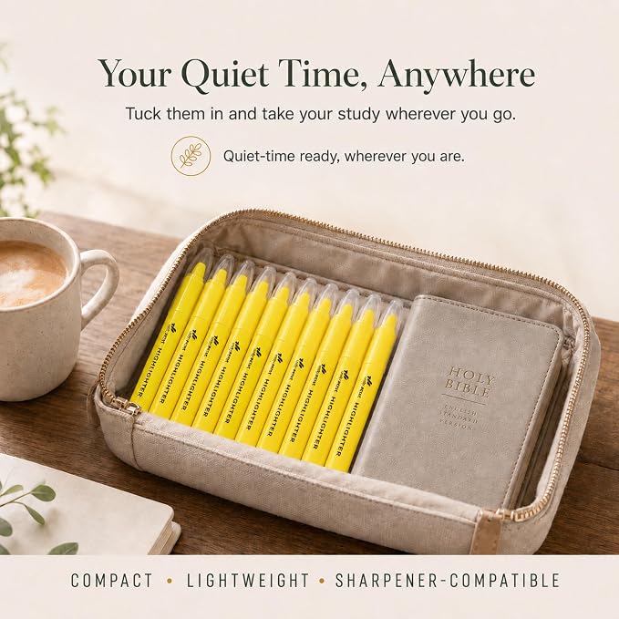 10 Pack Bible Safe Highlighters - Yellow Color, Wax Highlighters | No Bleed, Scripture Markers for Journaling, Study Accessories and School Supplies