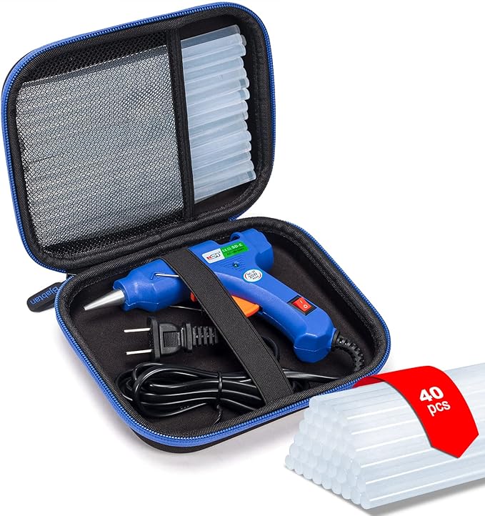 Hot Glue Gun Kit, 40 Glue Sticks for Mini Glue Guns with Hardshell Carrying Case for School Crafts DIY Arts, Quick Home Repairs, Home School Project and Festival Decorations (20W)