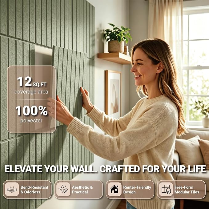 48" x 36" Large Felt Bulletin Cork Board 12PCS 60 Adhesives 50 Pushpins | Bulletin Board Pin Board, Sound-Dampening Damage-Free Mounting, Dorm Essential Wall Decor for Home & Officice, Light Green