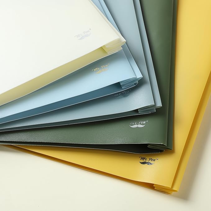Mr. Pen- Plastic Folders with Pockets and Prongs, 5 Pack, Letter Size, Earthlight Colors, Flexible Plastic Folders with Prongs & Card Slot