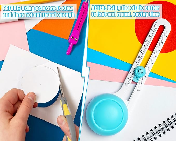 MyLifeUNIT Circle Cutter, Circular Rotary Cutter for Paper Crafts Scrapbooking (Included 6 Blades), Cutting Diameter 4 in to 12.6 in