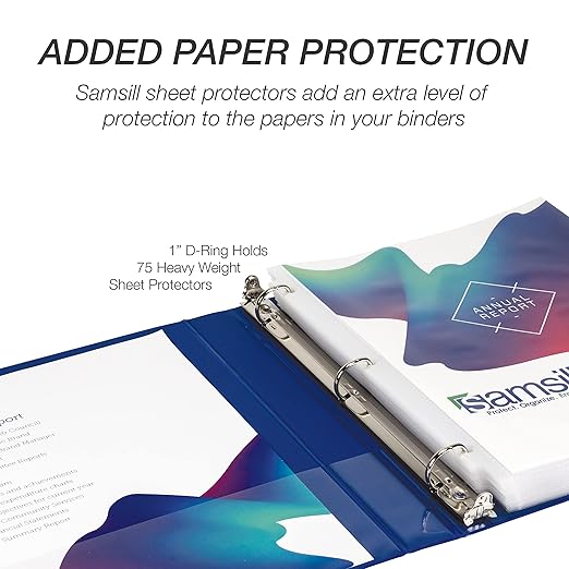 Samsill Durable 1 inch 3 Ring Binder, D Ring Binder, 100% Recycled Chipboard, Fashion Assortment, 4 Pack