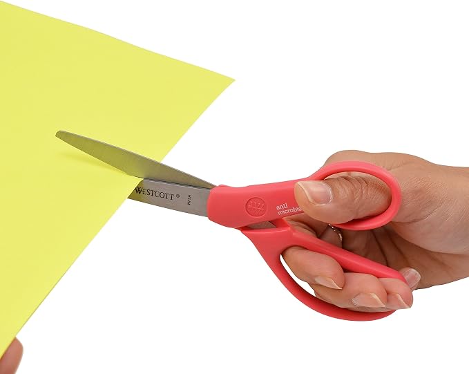 Westcott GEM Crystal-Design Scissors for Kids Ages 12+ - Back to School Essentials and Classroom Supplies - 7-Inch Pointed Student Scissors - for Right- or Left-Handed Use - Assorted Colors - 1 Pack