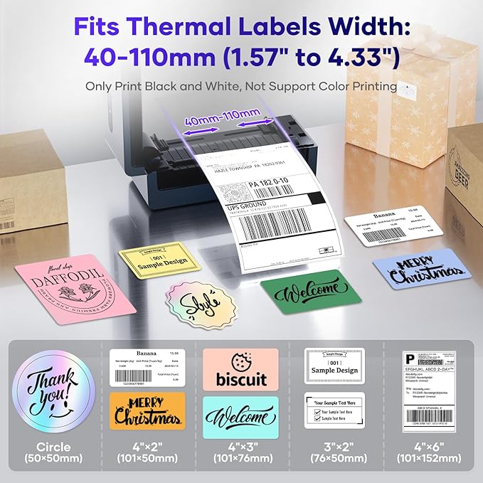iDPRT Shipping Label Printer 4x6 Bluetooth Thermal Label Printer for Small Business and Shipping Package, Support Android, iPhone, Windows, macOS, Widely Used for Amazon, Shopify