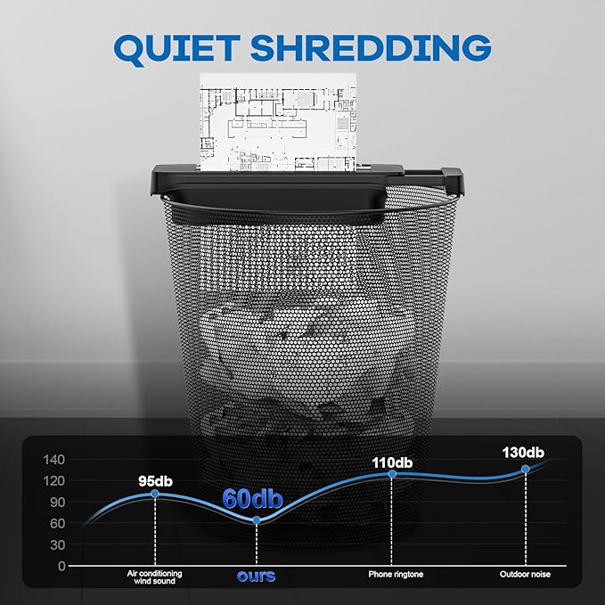 Paper Shredder for Home Use, 7 Sheet Strip Cut Small Paper Shredder Without Basket for Home Office, Portable Shredder Extendable Arm Design with Overheat Protection,Jam Proof