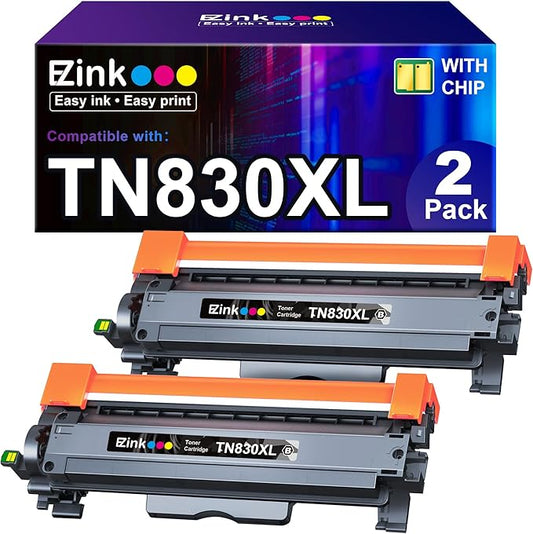 E-Z Ink Compatible TN830XL Toner Cartridge Replacement for Brother TN830XL TN830 TN 830 Toner Cartridges Compatible with Brother DCP-L2640DW HL-L2460DW HL-L2480DW HL-L2400D Printer (2 TN830XL Toner)