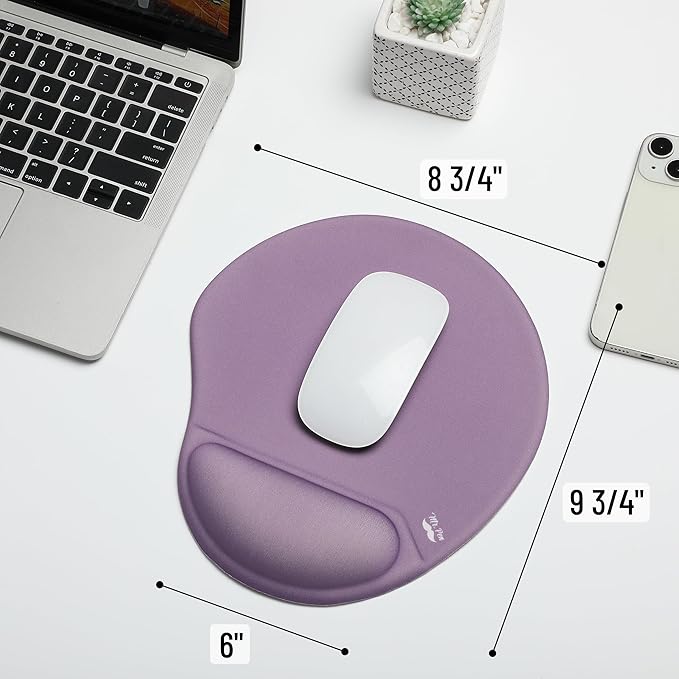Mr. Pen- Ergonomic Mouse Pad with Wrist Rest, Purple Breathable Fabric with Memory Foam Cushion, Non-Slip Rubber Base, Gel Mouse Pad with Wrist Support