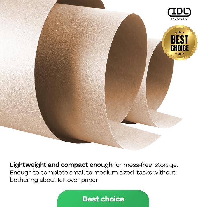 Brown Kraft Paper Roll 48" x 1800" (150 feet) with Cutter - USA-Made | Quality Paper 50lb Thickness for Wrapping, Packing, Moving, Shipping, & Crafts/Arts - Natural Kraft Material by IDL Packaging