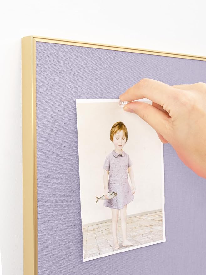 Fabric Bulletin Board 40x30 inches, Golden Aluminum Framed Wall Pin Board | Cork Board Alternative for Wall with Push Pins for Office and Home, Linen Display Mood Board for Photos, Notes & Reminders