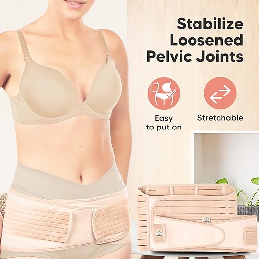 KeaBabies 3 in 1 Postpartum Belly Support Recovery Wrap – 2-Pack Postpartum Belly Band, After Birth Brace, Slimming Girdles, Waist Shapewear, Post Surgery Pregnancy Support Band (Black/Ivory, M/L)