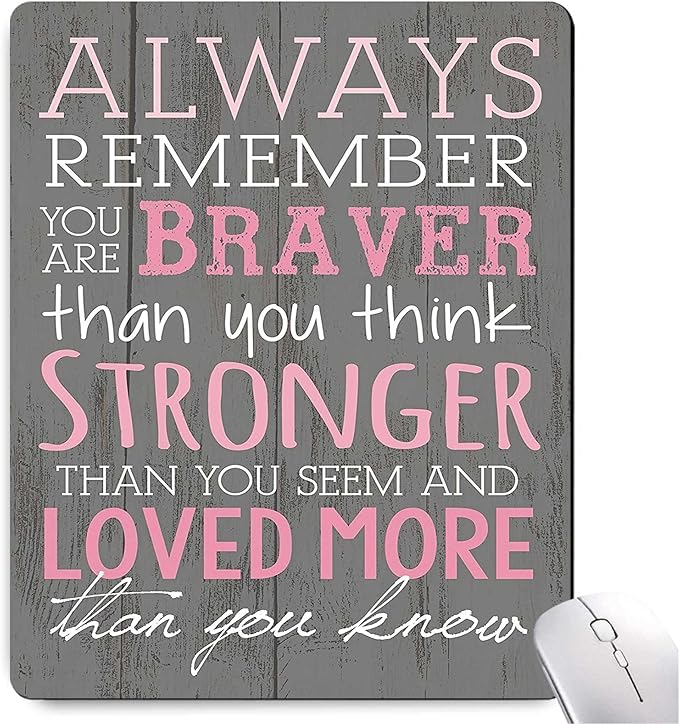 Pink Inspirational Quote Mouse Pad,Non-Slip Rubber Base Gaming Mouse Pad for Laptop,Waterproof Mouse Pads for Desk Wireless Mouse Office