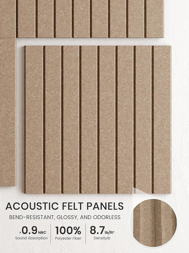 Bumusty 36"x 24" Large Felt Bulletin Board Tiles,Taupe | 6-Pack Cork Board Alternative, Wall Decor, 30 Pushpins, 30 Adhesive Tabs, Vision Board, Office, Classroom, Home, Dorm