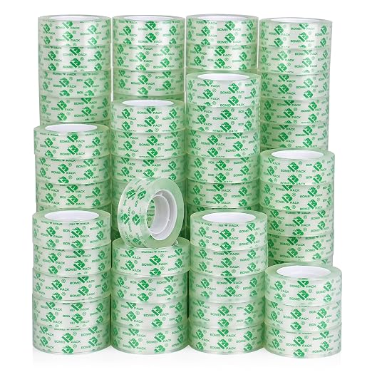 BOMEI PACK Crystal Clear Transparent Tape, 100 Rolls for Stationery Tape, 3/4 in x 1000 in