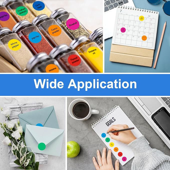 3/4" Round Color Coding Circle Dot Sticker Labels, 8 Colors | 8 Rolls (500/Roll)-4000 PCS, Self Adhesive Dots Stickers, For Toddler/Office/Family/Student Classroom, BPA free & Easy Peel
