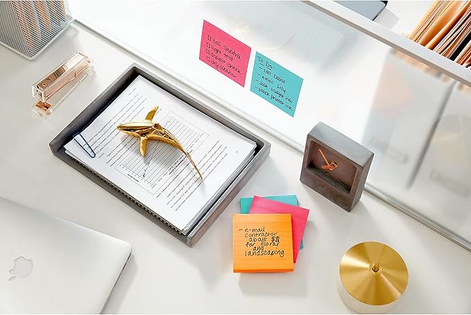 Post-it Super Sticky Notes,6 Lined Sticky Note Pads,4 x 4 in.,Ideal for Organization in Your Dorm,Home or Office,2X The Sticking Power,Supernova Neons Collection,(Pack of 12)