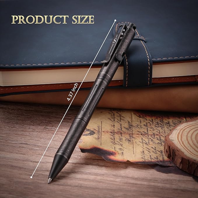 SMOOTHERPRO Titanium Bolt Action Pen Compatible with Pilot G2 Refill Stainless Steel Pocket Clip for EDC Signature Business Writing Journaling Stone Wash Black(RG341)
