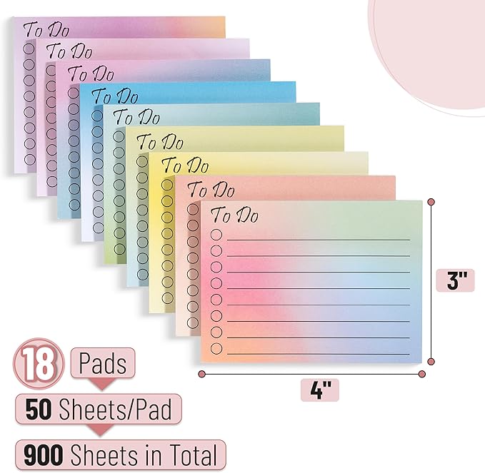 Mr. Pen- to Do List Sticky Notes, 3"x4", 900 Sheets, Gradient Colors, to Do List Notepad, Lined Sticky Notes
