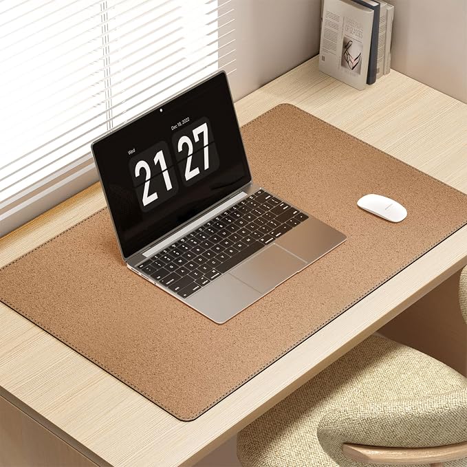 Mydours 32" x 20" Extra Large Desk Mat, PU Leather & Cork Desk Pad, Black | Large XXL Desk Mouse Pad for Workstation, Office, Home, Computer Desk Mat Suitable for Keyboard & Mouse