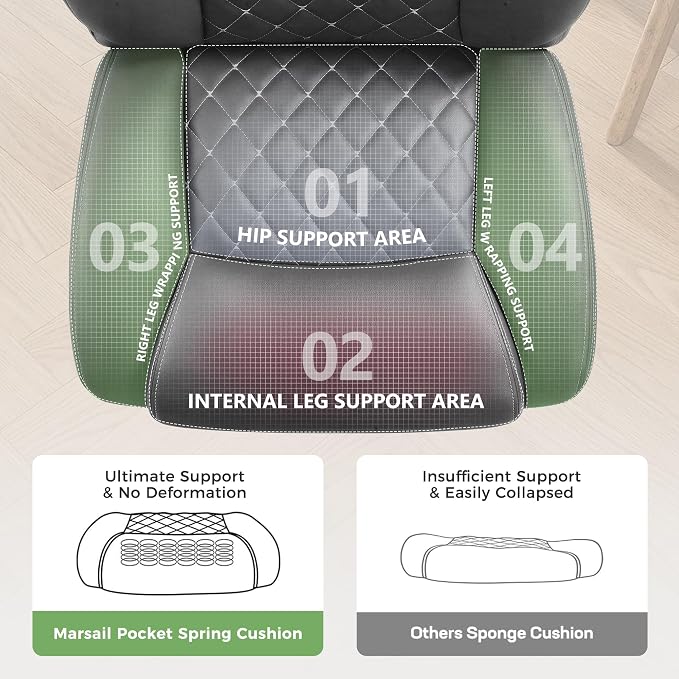 Office Chair, Ergonomic Executive Desk Chair with Lumbar Support for Lower Back Pain Relief, Padded Flip-Up Armrests, Leather Home Office Chair, Gray