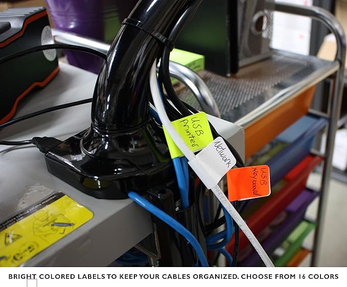 Royal Green 1x3 Labels for Color Coding, neon Orange Rectangle Stickers to Write on - 40 Pack