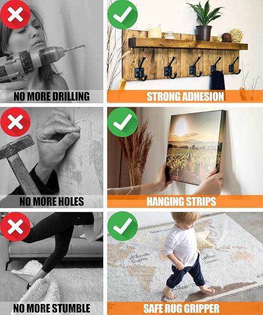 Double Sided Tape Heavy Duty 240", Extra Strong Waterproof Removable Nano Mounting Tape for Posters, Rugs, Picture Hanging, Wall Decor, Office & Outdoor Use Binding Tape
