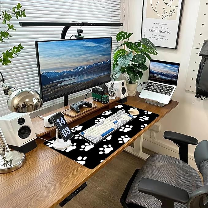 Mouse Pad Gaming Mouse Pad Desk Pad XL Large Mouse Mat Keyboard Mat Office Desk Decor AccessoriesKeyboard Mat Office Desk Decor Accessories (Cute Footprint)