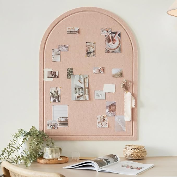 Large Arched Felt Bulletin Board - Cork Board Alternative for Wall Decor | Stylish 21.5 X 17 Bulletin Set with Pins - Perfect to Display Your Photos in the Office