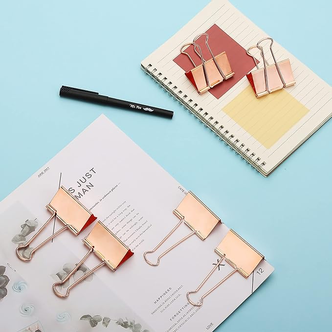 Mr. Pen- Metal Binder Clips, 12 pcs, 2 Inches, Extra Large Size, Rose Gold Binder Paper Clips, Paper Clamps for Office Supplies, Home, School, Business, Document Organizing