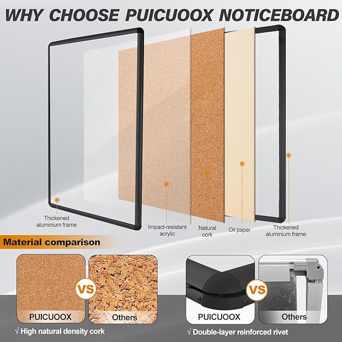 36"x24" Outdoor Enclosed Bulletin Board with Locking Door,Outdoor Bulletin Board Weatherproof Aluminum Frame,Shatter-Resistant Tamper-Proof Display Board Case Cork Board for School, Office, Park