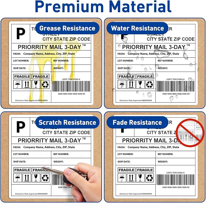 ESSENTIAL 4" x 4" White Direct Thermal Labels for Barcodes, Address | Permanent Adhesive, Shipping Labels, Compatible with Zebra, Rollo and Other Desktop Printers, 350 Labels of Roll, 8 Rolls