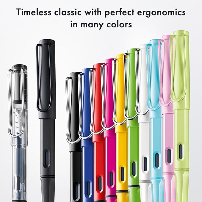 LAMY safari vista - Fountain Pen with ergonomic grip & polished steel nib in size EF - ideal for any Writing & Calligraphy - including LAMY T 10 blue cartridge - Right-Handed