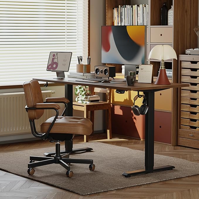 Agilestic 40*24 Inch Height Adjustable Electric Standing Desk, Dark Walnut | Sit Stand Up Computer Desk, Memory Presets, Stable Steel Frame,154 lbs, Easy Assembly, Splice Board, Home Office, Studying