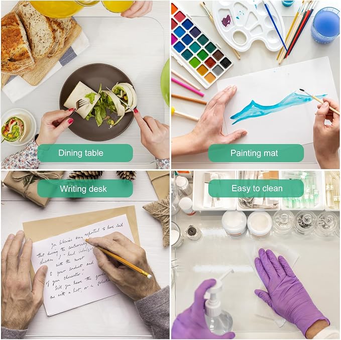 NATRKE Clear Desk Mat Pad, 39.4"x15.7" Large Transparent Computer Desk Mat Plastic Desktop Protector, PVC Writing Pad with Round Edge, Waterproof Wipeable Non-Slip Table Protector for Home Office