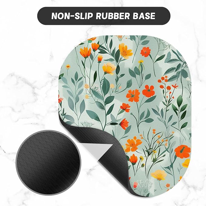 Small Mouse Pad, 6 x 7 Inch, Oval Mini Mouse Pad with Non-Slip Rubber Base for Laptop Wireless Mouse Keyboard Tray Mousepad, Colorful Flowers and Plants