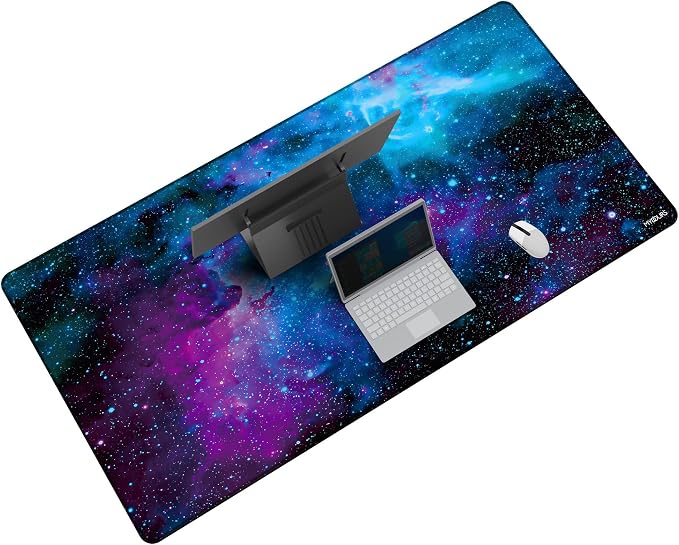 Mydours 63 x 32 inch Gaming Mouse Pad Extra Large Full Desk Pad Universe | Large XXL nonslip Desks Pad, Smooth Fabric & Rubber Mouse Mat, blotter matt Extended Desk Mat for Gaming, Office and Working