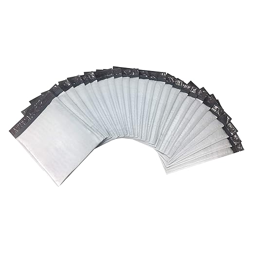 Amazon Basics Poly Bubble Mailer, Self-Seal, 4" x 8" (Internal Size - 3.75" x 7"), 25-Pack, white/grey